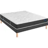 Ensemble Bultex ESSENTIAL + Sommier UNIC + pieds 140x200 Tissu gris fo...