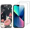 Coque pour iPhone 13 et 2 protections écran Verre Trempé [Fleur] Novag...