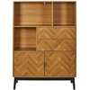 Bibliothèque - FELIX - 140cm - Marron - Design Contemporain - 2 tiroirs et 2 portes