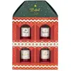 HOME DECO FACTORY Coffret 4 Bougies Parfumées Maison "Noël" 18cm Rouge