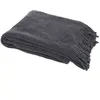 Plaid chenille en polyester avec franges 120 x 150 cm gris