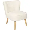 PARIS PRIX Home Deco Factory Fauteuil Bouclette Érika pin, contreplaqué, piètement en Bois hévéa, enveloppe et Rembourrage en Mousse polyéther, Blanc, Écru, Taille Unique