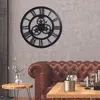 HOME DECO FACTORY Horloge - Noir - MDF - Engrenage - 70 cm