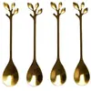 Home Deco Factory Theelepels - 4x stuks - goud - met blad - H11 cm - b...