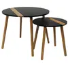 PARIS PRIX THE HOME DECO FACTORY Lot de 2 Tables Basses Gigognes Rondes Bicolore Relief Noir, Bois d'ingénierie, Small 40 x 40 cm-Tall 60 x 40 cm