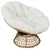 Fauteuil & Coussin "cancun" 96cm Marron & Beige - Paris Prix