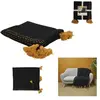 Jeté de Canapé Coton Pompons 130x150cm Noir