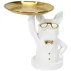 consortium menager parisien Home Deco Factory - HD1323 - Sculpture Deco Bulldog Blanc Vide Poche 23cm