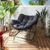 The Home Deco Factory Fauteuil de jardin à bascule Tulum Noir (coussin)