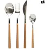 THE HOME DECO FACTORY Ménagère 16 Pièces En Inox Effet Bois