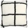 Coussin Sherpa à Carreaux "Crush" 40x40cm Blanc