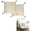 HOME DECO FACTORY Coussin à Pompons "Natural Crush" 40x40cm Beige