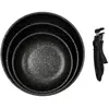 Lot de 3 Poêles Avec Poignée "Pierre" 29cm Noir