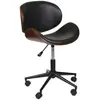 HOME DECO FACTORY Chaise de bureau bois et simili cuir à roulettes Reno Noir - Vintage - Réglable en hauteur - A roulettes