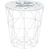 AC-DÉCO Tables & bureaux - Table d'appoint avec rangement - Tête dans les étoiles - D 30 cm - Blanc