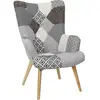 CMP - PARIS Fauteuil Helsinki Patchwork Gris Home Deco Factory