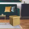Pouf Coffre De Rangement Velours Côtelé Giullia Moutarde