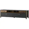 PRICE FACTORY Meuble TV haute gamme 190cm collection WINDSOR. Coloris gris anthracite et chêne foncé. 50 Gris