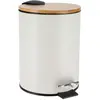 TENDANCE - Poubelle à pédale 2.5L en métal Blanc avec couvercle en Bam...