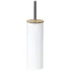 Tendance - Brosse wc metal couvercle bambou - blanc