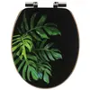 Abattant wc mdf 18 pouces couvercle design imprime assise imitation bambou frein de chute chrome - green addict Tendance