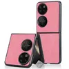HTDMOBILES Coque rigide simili cuir crocodile pour Huawei P50 Pocket - ROSE