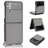 HTDMOBILES Coque rigide simili cuir avant et arrière pour Samsung Galaxy Z Flip 4 5G - GRIS