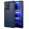 HTDMOBILES Coque pour Xiaomi Redmi Note 12 Pro+ Plus 5G - housse etui silicone gel carbone + verre trempe - BLEU FONCE
