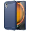 HTDMOBILES Coque pour Samsung Galaxy Xcover 7 - housse etui silicone gel carbone + verre trempe - BLEU FONCE