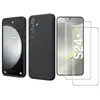 Coque Pour Samsung Galaxy S24 Plus Silicone Noir + 2 Verres Trempes Li...