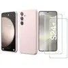 Coque Pour Samsung Galaxy S24 Plus Silicone Rose + 2 Verres Trempes Little Boutik©