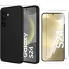 Coque Pour Samsung Galaxy S24 Silicone Noir + Verre Trempe Little Bout...