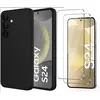Coque Pour Samsung Galaxy S24 Silicone Noir + 2 Verres Trempes Little Boutik©