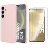 Coque Pour Samsung Galaxy S24 Silicone Rose + Verre Trempe Little Bout...