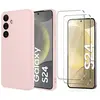 Coque Pour Samsung Galaxy S24 Silicone Rose + 2 Verres Trempes Little ...