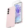 Coque Pour Samsung Galaxy A55 5G Silicone Rose + 2 Verres Trempes Litt...