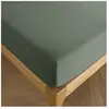 COTON PUR Drap housse 200 x 200 cm bonnet 30 cm 'Prémium' pour lit 2 places King Size - Prémium Romarin