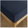 COTON PUR Drap housse 160 x 200 cm bonnet 30 cm "Prémium" pour lit 2 places - Prémium Bleu Nuit