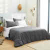 UNIVERS DECOR Pack complet 6 pièces Anthracite/Blanc housse de couette pour lit 140 x 190 cm 100% coton / 57 fils/cm²