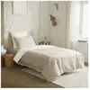 UNIVERS DECOR Pack complet 4 pièces Lin/Blanc réversible housse de couette pour lit 90 x 190 cm