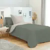 UNIVERS DECOR Pack complet 4 pièces Eucalyptus/Lin réversible housse de couette pour lit 90 x 190 cm