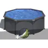 GRE Piscine acier Gré Louko ronde 3,20 x 1,22 m - Gris anthracite - Bâche d'hivernage incluse