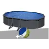 GRE Piscine acier Gré Louko ovale 6,34 x 3,99 x 1,22 m + Bâche à bulles 634,00 x 399,00 x 122,00 Anthracite