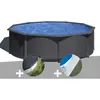 GRE Piscine hors-sol acier Gré Louko ronde 3,70m x 1,22m - Anthracite