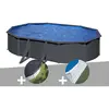 Gre Kit piscine acier gris anthracite Gré Louko ovale 5,27 x 3,27 x 1,...
