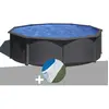 Gre Kit piscine acier gris anthracite Gré Louko ronde 3,70 x 1,22 m + ...