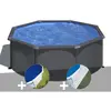 Gre Kit piscine acier gris anthracite Gré Louko ronde 3,20 x 1,22 m + ...