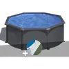 Gre Kit piscine acier gris anthracite Gré Louko ronde 3,20 x 1,22 m + Tapis de sol