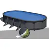 Gre Kit piscine acier gris anthracite Gré Louko ovale 7,44 x 3,99 x 1,...
