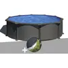 GRE Kit piscine acier gris anthracite Gré Juni ronde 4,80 x 1,32 m + Bâche d'hivernage 480,00 x 132,00 Anthracite